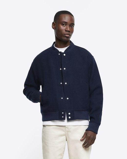 Navy bomber jacket clearance mens river island
