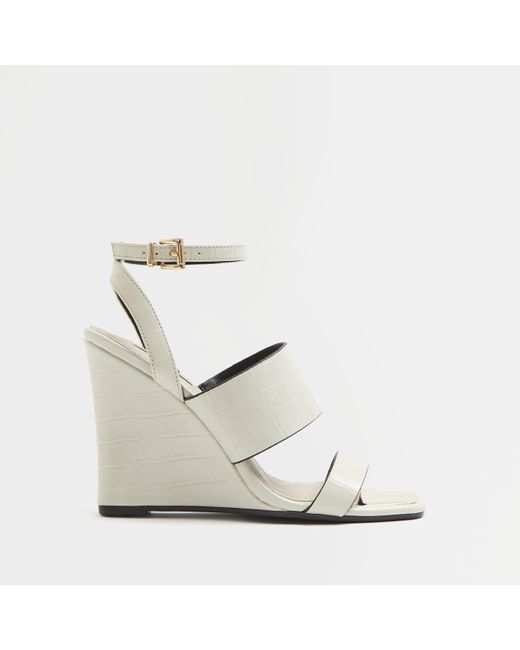 River Island Natural Cream Strappy Wedges