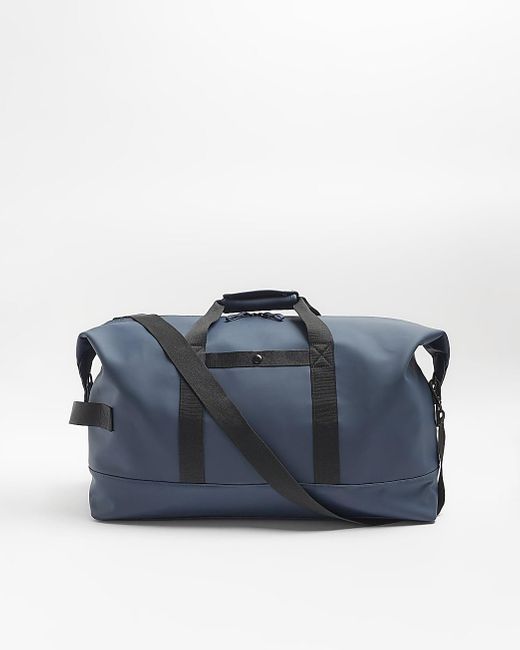 River Island Blue Navy Zip Travel Bag for men