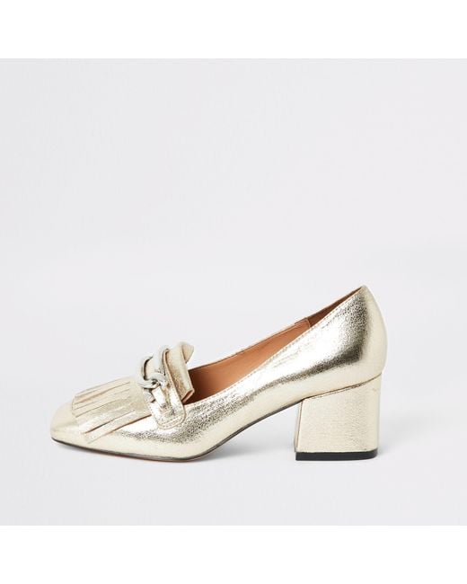 LIBERATE White Leather Heeled Loafers - Steve Madden Australia