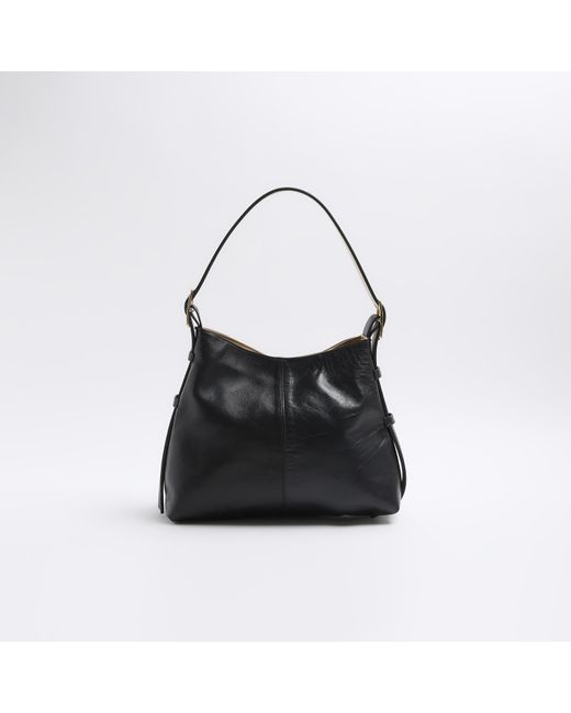 River Island Black Leather Slouch Tote Bag