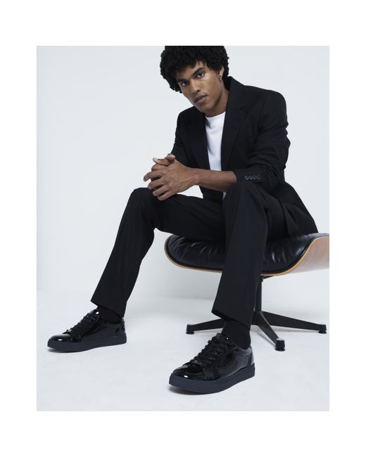 Black patent trainers mens best sale