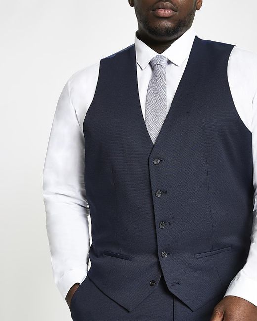Tall Skinny Fit Suit Waistcoat in Navy 