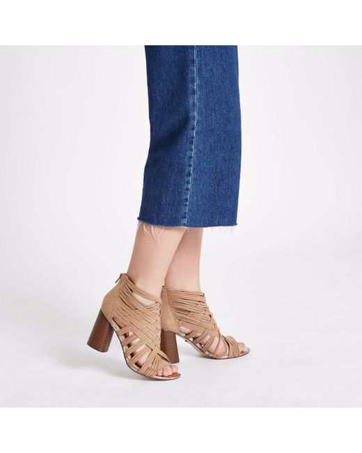 River Island Suede Light Brown Lattice 