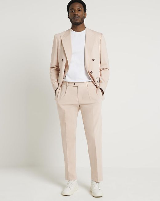 River Island Natural Suit Trousers for men