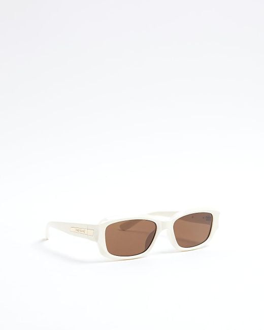 River Island White Plastic Frame Square Sunglasses for men