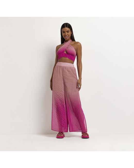 River Island Pink Ombre Sequin Palazzo Trousers | Lyst Canada
