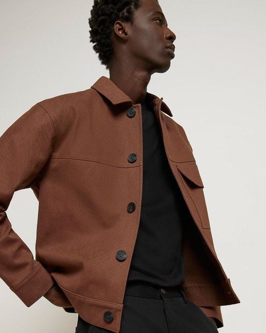 River Island Brown Ri Studio Boxy Fit Twill Jacket for Men Lyst