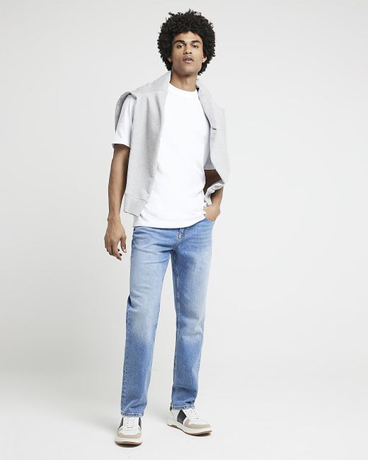 River Island Blue Straight Fit Jeans for men