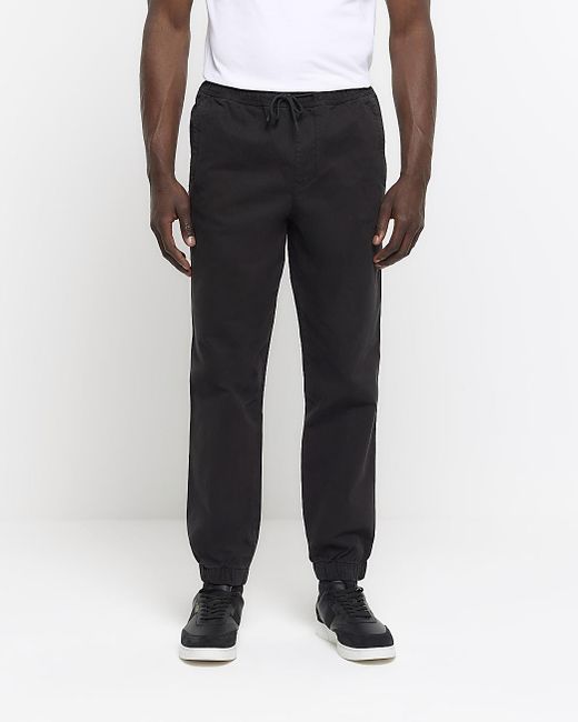River Island Black Pull On joggers for men