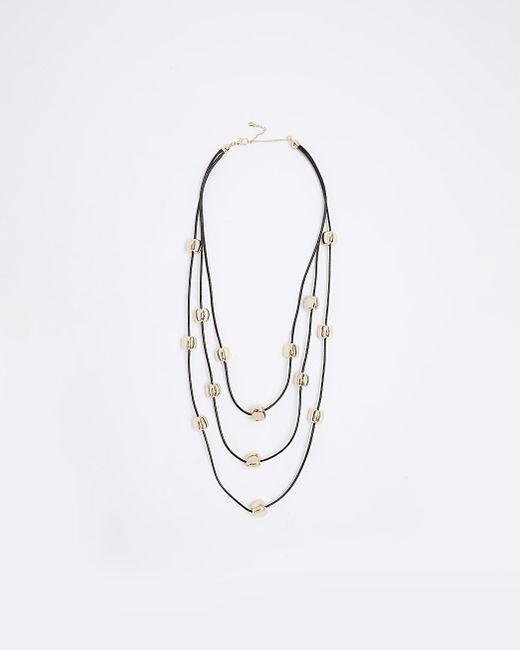River Island Metallic Gold Colour Beaded Layered Necklace