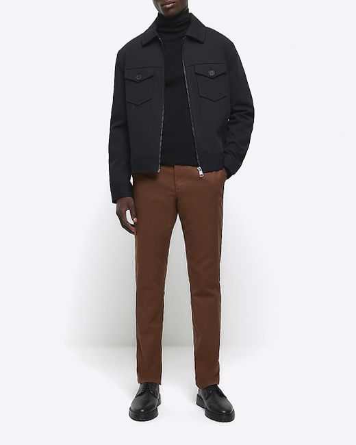 River Island Black Rust Smart Chino Trousers for men