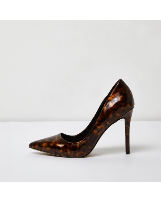 River Island Brown Tortoiseshell Court Shoes | Lyst UK