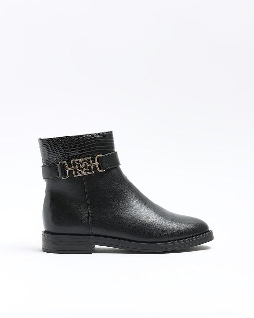 River Island Black Riding Ankle Boots