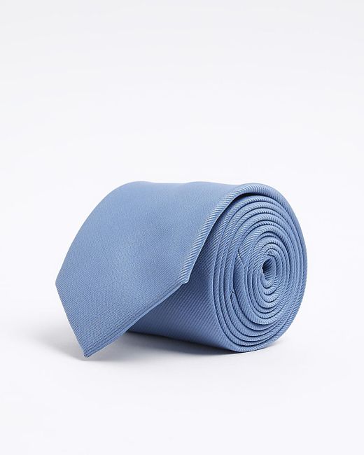 River Island Blue Twill Tie for men