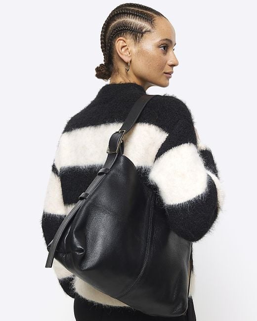 River island black shop fluffy bag