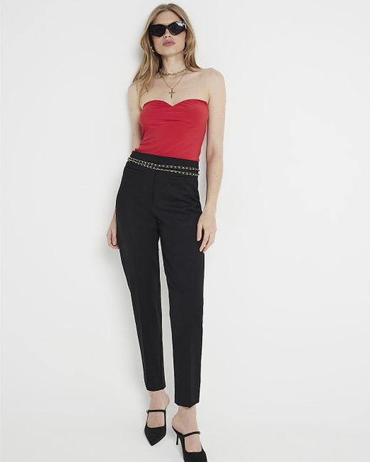 River Island Red Sweetheart Bandeau Top