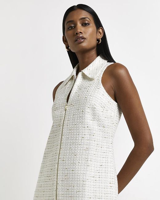 River island boucle shift dress hotsell in ivory
