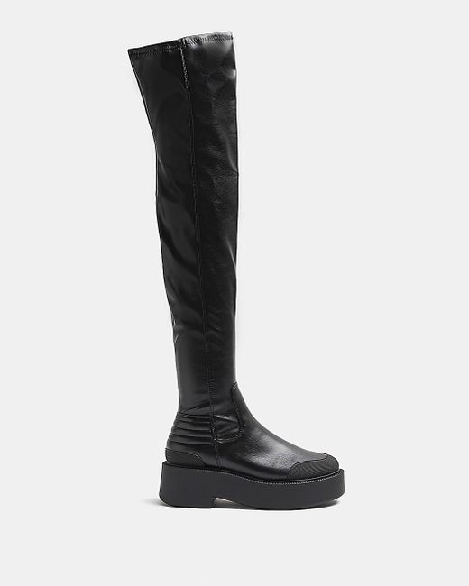 River Island Knee High Boots in Black | Lyst