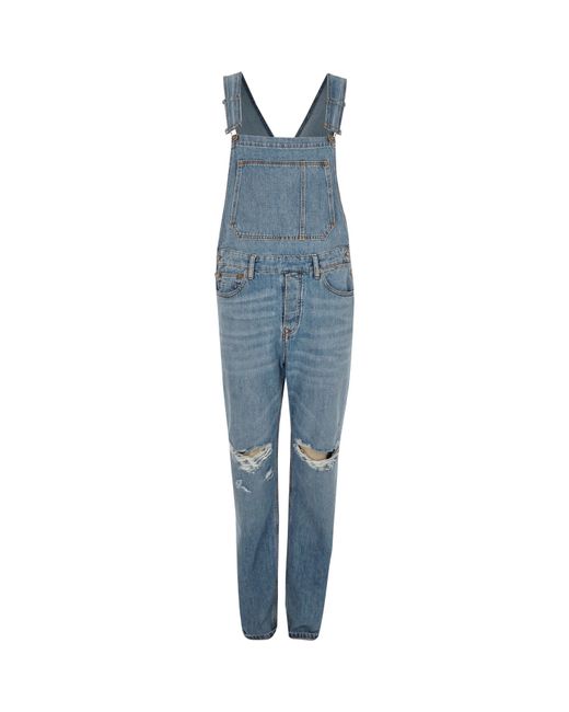 River Island Light Blue Denim Dungarees for men