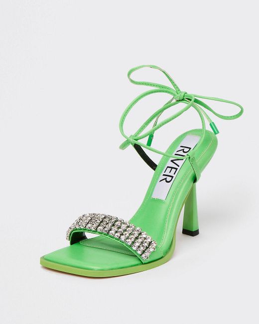 River Island Green Diamante Embellished 