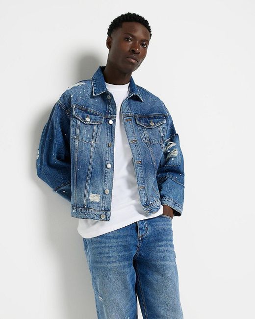 Oversized Fit Ripped Denim Jacket 