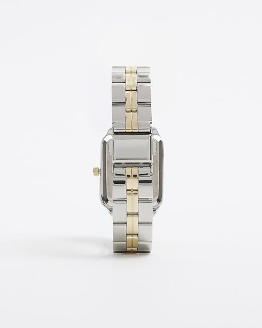 River Island White Silver Rectangle Face Watch