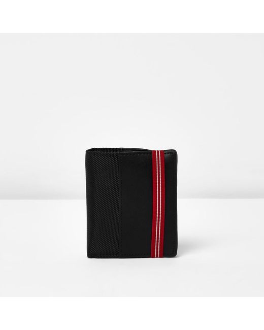 River Island Black Red Elastic Band Fold Out Wallet for men