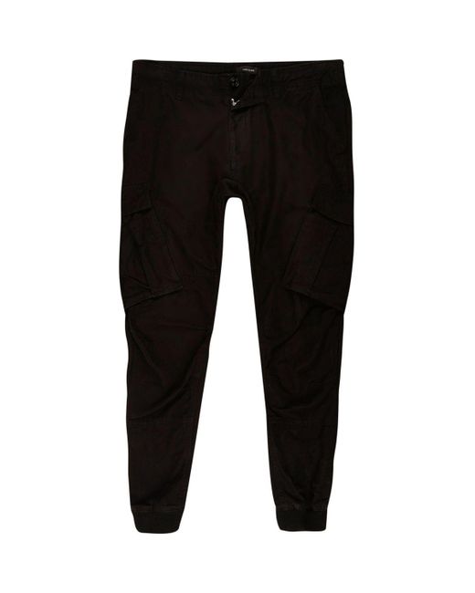 River island Big And Tall Black Cargo Tapered Joggers in Black for Men | Lyst