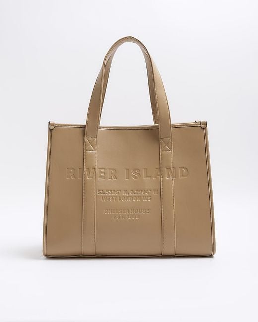 River Island Natural Faux Leather Embossed Shopper Bag