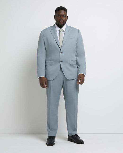 Tall Blue Slim Fit Twill Suit Trousers 