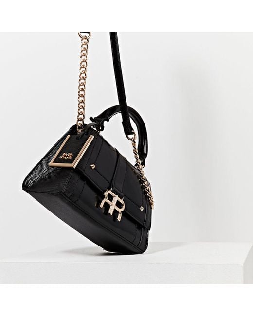 River Island Black 'rr' Faux Leather Tote Bag