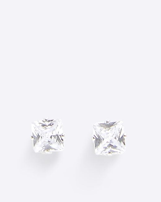 River Island Rhinestone Stud Earrings in White for Men Lyst