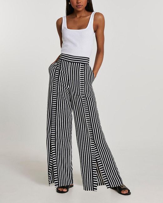 split front wide leg trousers