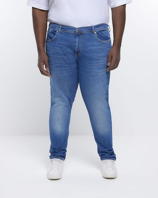 River Island Big & Tall Blue Relaxed Skinny Fit Jeans in White for Men |  Lyst