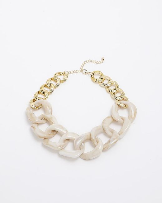 River Island White Resin Chain Link Necklace