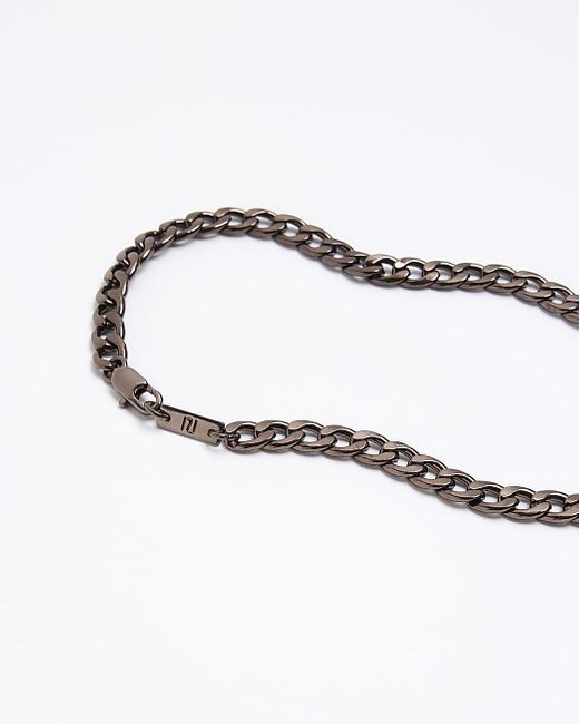 River Island White Brown Chain Necklace for men