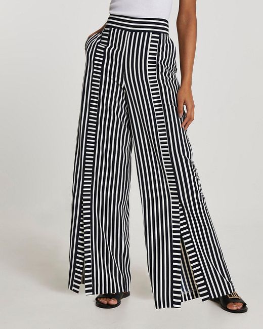 split front wide leg pants