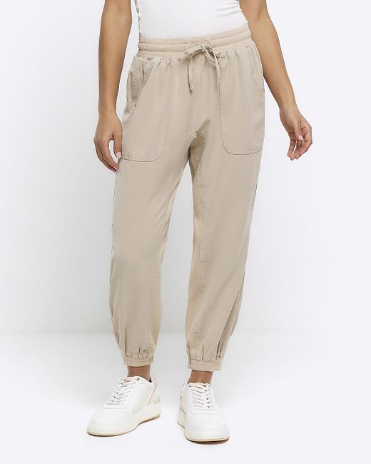 River Island White Lyocell Elasticated joggers