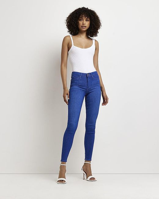River Island Denim Blue Molly Mid Rise 