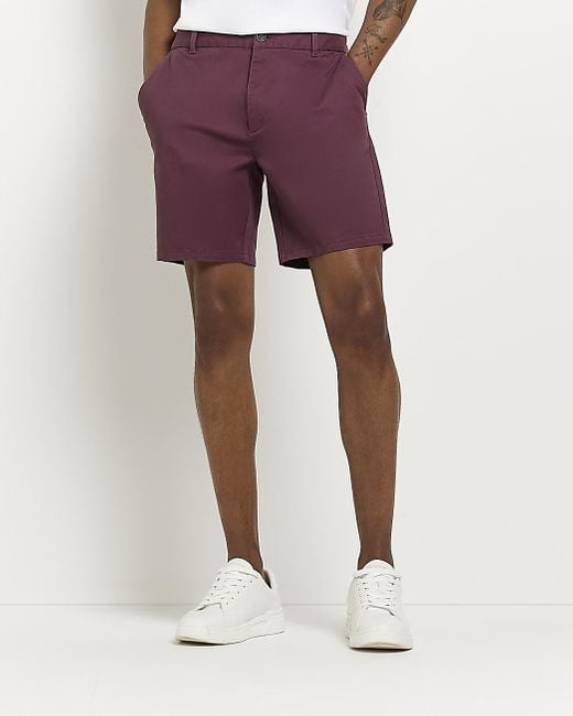 River Island Purple Skinny Fit Chino Shorts in Red for Men | Lyst