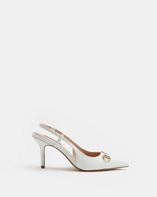 River Island White Snaffle Bit Heeled Court Shoes | Lyst UK