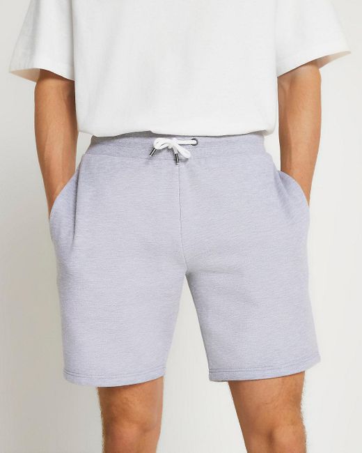 River Island Cotton Grey Slim Fit Shorts in Gray for Men - Lyst