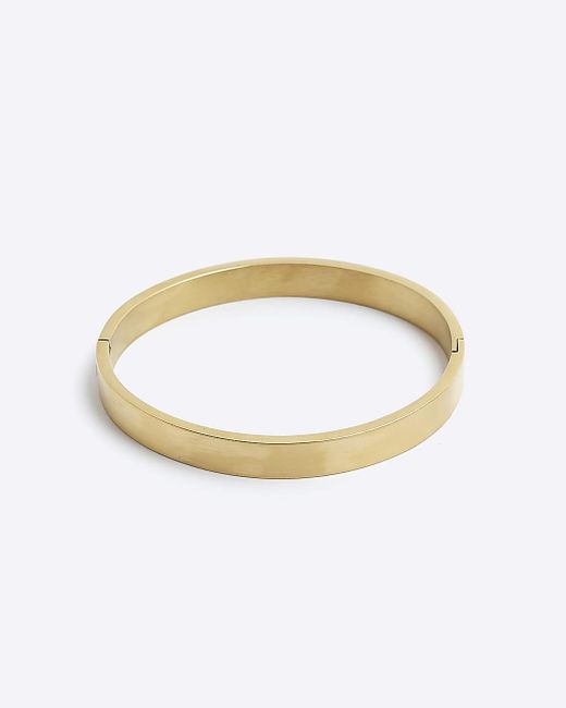 River Island White Gold Colour Stainless Steel Bangle Bracelet for men