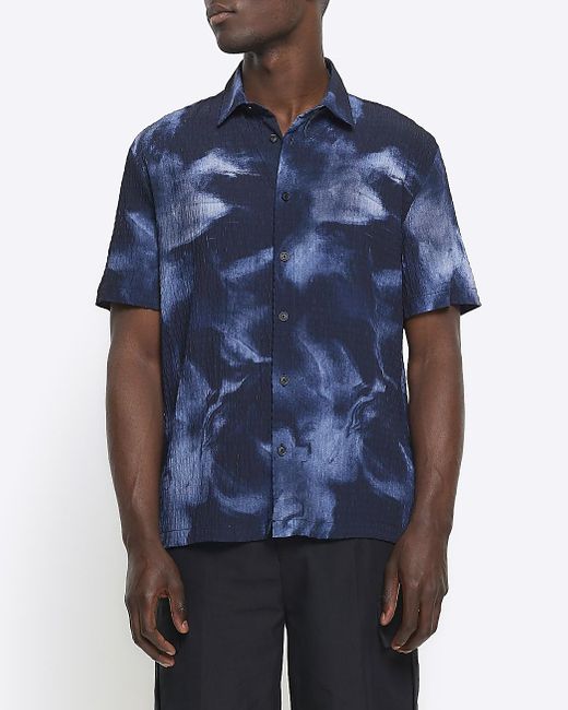River Island Blue Abstract Shirt for men