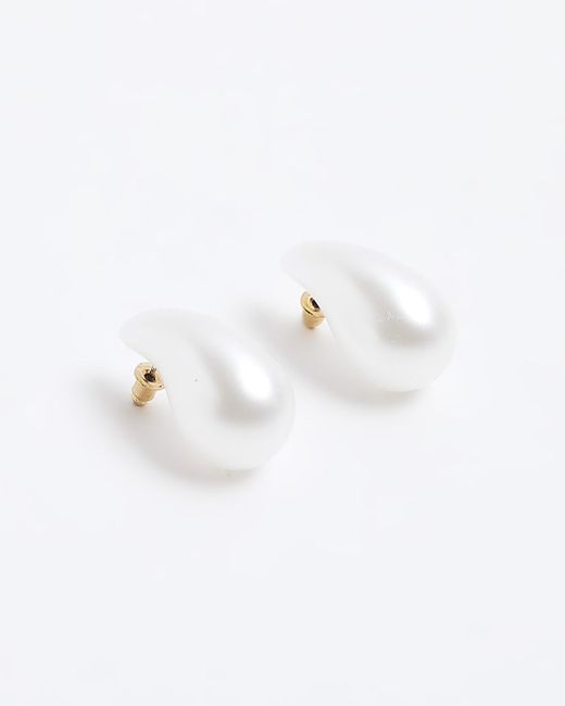 River Island White Pearl Drop Stud Earrings