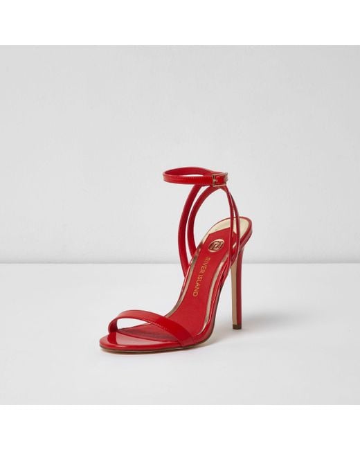 Red barely there heels on sale