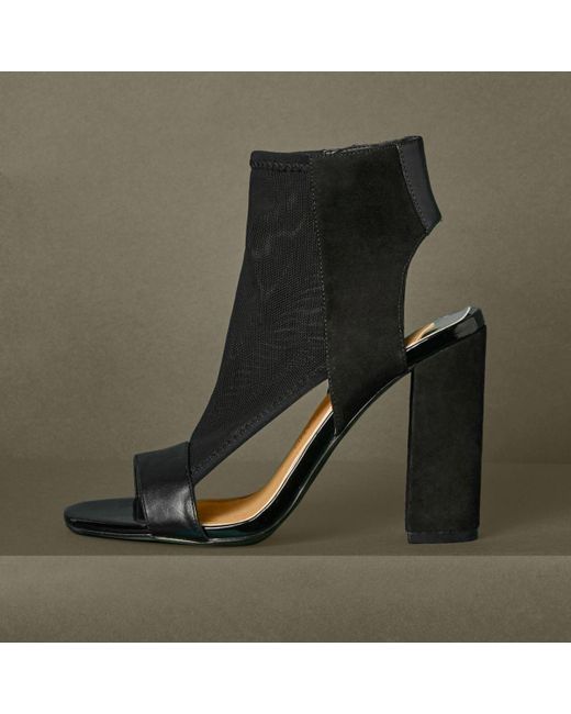 Lyst River island Black Mesh Block Heel Shoe Boots in Black