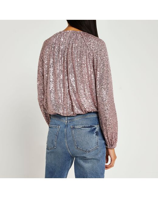 pink sequin blouse