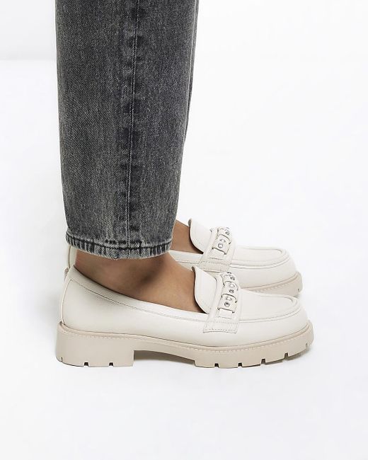 River Island White Pearl Chunky Loafers